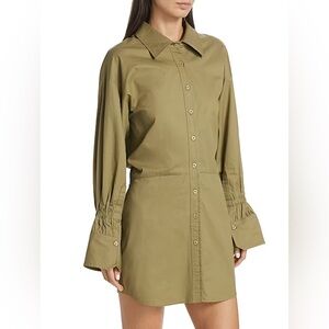 En Saison Hardin Olive Green Shirt Dress‎ Small NWT Cotton Button Front Chic